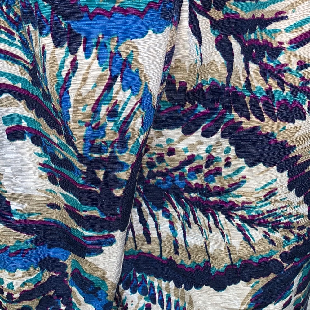Banana Republic SILK textured leaf print multicolor fitted knee length Dress 4 - Picture 10 of 15